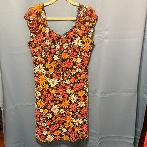 No Boundaries Floral Mini Dress - Pink, Orange, White size XL